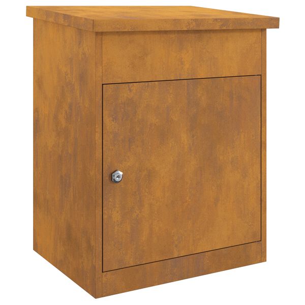 vidaXL Csomagz&aacute;r&oacute; doboz Rozsd&aacute;s 47.5 x 38 x 59 cm Időj&aacute;r&aacute;s&aacute;ll&oacute; ac&eacute;l