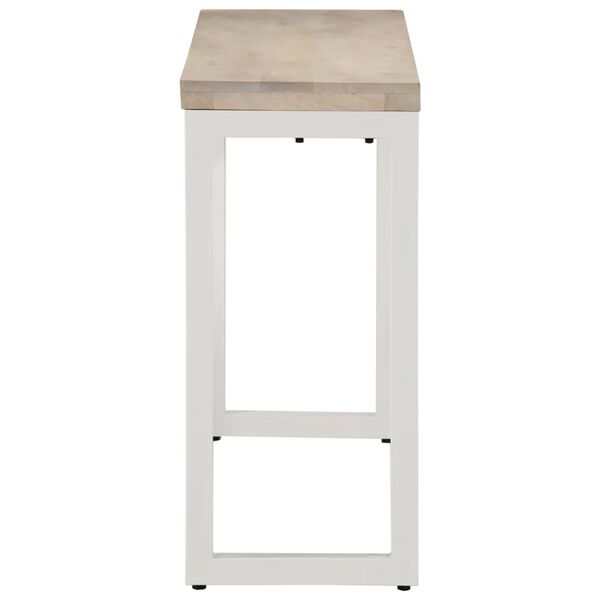 vidaXL barna tömör mangófa és vas konzolasztal 110 x 35 x 76 cm