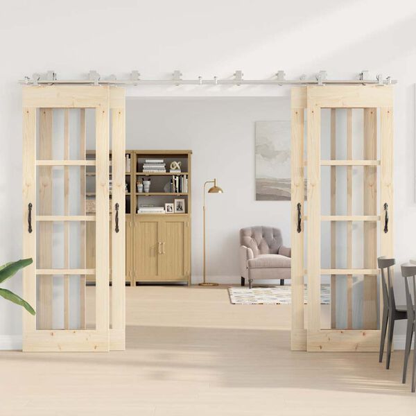 vidaXL ez&uuml;stsz&iacute;nű rozsdamentes ac&eacute;l tol&oacute;ajt&oacute; f&eacute;mszerel&eacute;k k&eacute;szlet 366cm