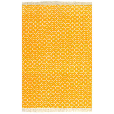 vidaXL citromsárga mintás kilim pamutszőnyeg 160 x 230 cm