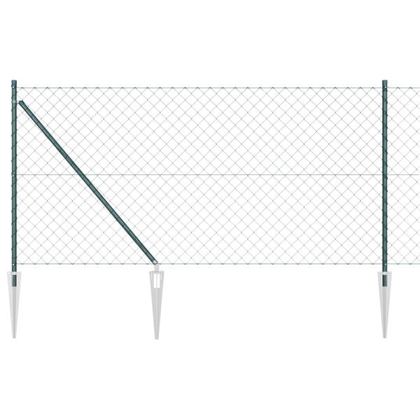 vidaXL Kerítésoszlop Zöld 25 x 1 m (40 x 40 mm-es hálóval) Acél és PVC
