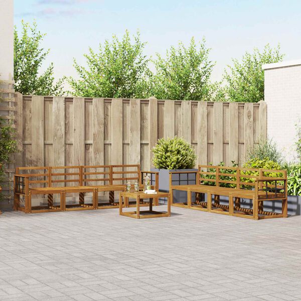 vidaXL K&uuml;lt&eacute;ri kanap&eacute; szett 9 pcs Term&eacute;szetes T&ouml;m&ouml;r Ak&aacute;cfa