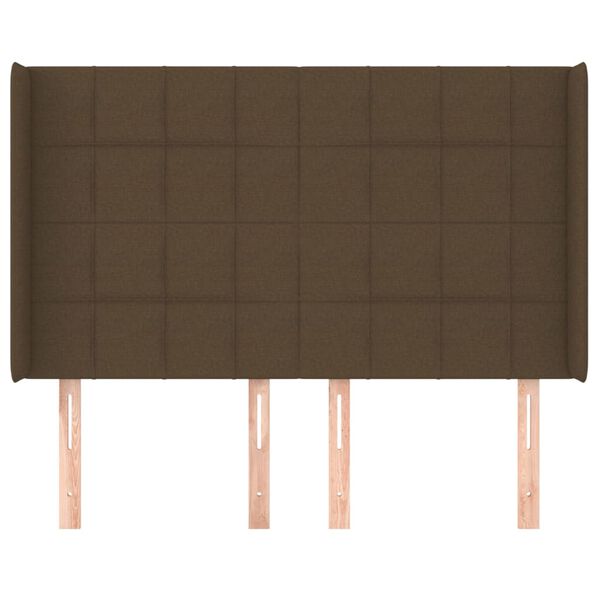 vidaXL sötétbarna szövet fejtámla szárnyakkal 147x16x118/128 cm