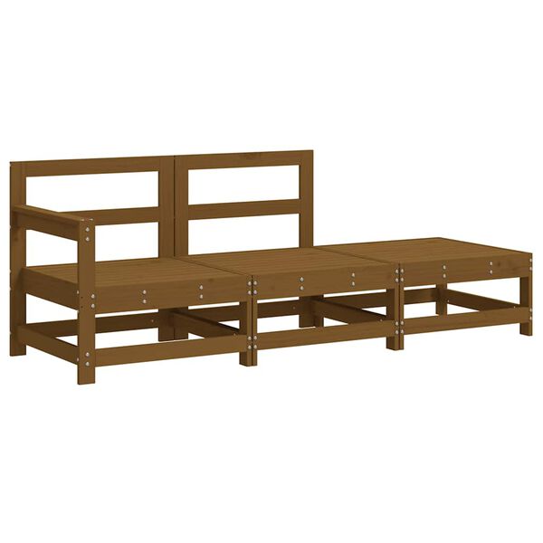 vidaXL 3 részes mézbarna tömör fa kerti ülőgarnitúra párnákkal