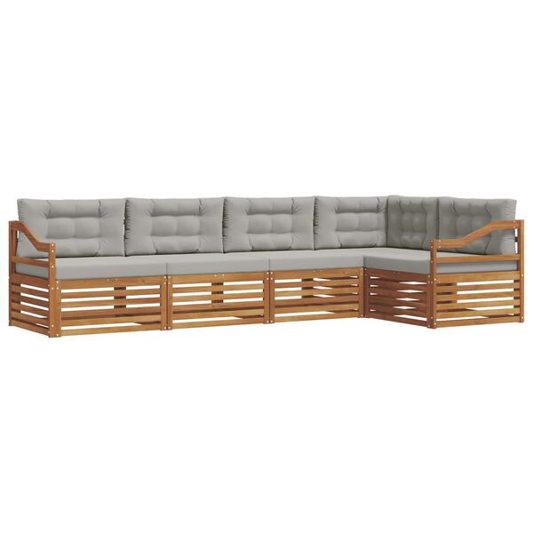 vidaXL K&uuml;lt&eacute;ri kanap&eacute; szett 5 pcs Term&eacute;szetes &eacute;s Vil&aacute;gossz&uuml;rke