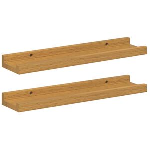 vidaXL Falpolc polcokkal t&aacute;rol&oacute;val 2 pcs B&eacute;zs 40 x 9 x 3 cm Faanyag