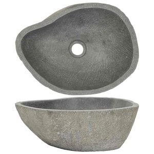 vidaXL ov&aacute;lis folyami kő mosd&oacute;kagyl&oacute; (37-46) x (29-36) cm