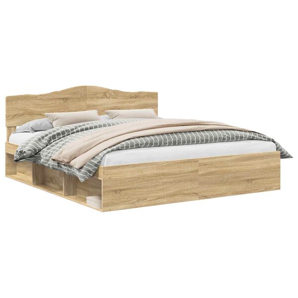 vidaXL &Aacute;gykeret fejt&aacute;ml&aacute;val Sonoma 180 x 200 cm T&ouml;m&ouml;r fenyőfa