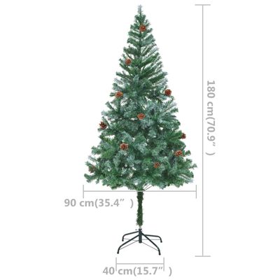 vidaXL műkarácsonyfa LED-ekkel, gömbszettel és tobozokkal 180 cm