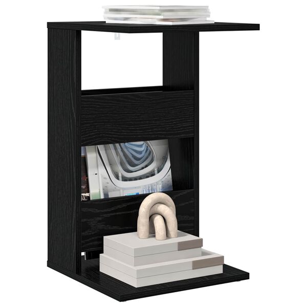 vidaXL Oldal asztal Fekete t&ouml;lgy 40 x 35 x 60,5 cm Faanyag