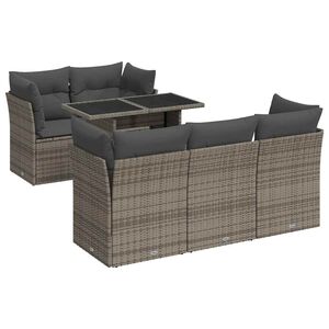 vidaXL 6 r&eacute;szes sz&uuml;rke polyrattan kerti &uuml;lőgarnit&uacute;ra p&aacute;rn&aacute;kkal