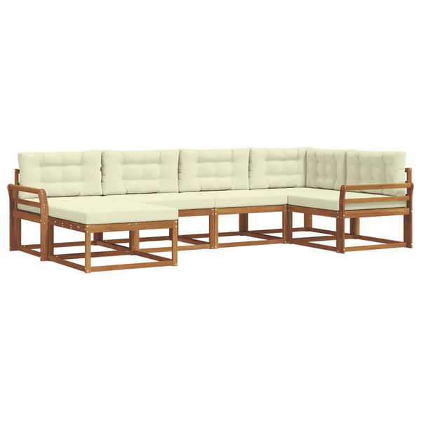 vidaXL K&uuml;lt&eacute;ri kanap&eacute; szett p&aacute;rn&aacute;val 6 pcs Term&eacute;szetes &eacute;s kr&eacute;msz&iacute;nű