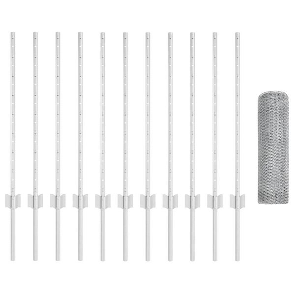 vidaXL Ker&iacute;t&eacute;s oszlopokkal Ez&uuml;st 0,8 x 25 m Ac&eacute;l
