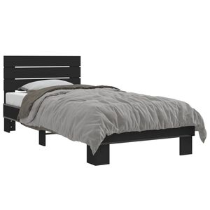 vidaXL fekete szerelt fa &eacute;s f&eacute;m &aacute;gykeret 90 x 200 cm