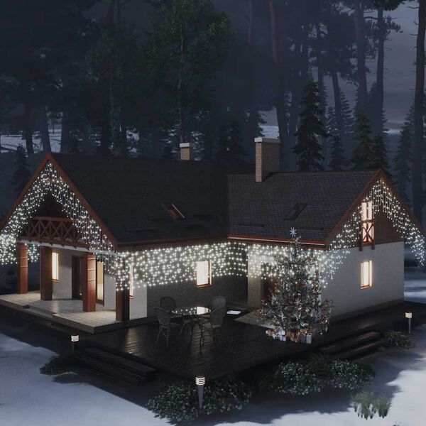 vidaXL 8 funkci&oacute;s hideg feh&eacute;r LED-es j&eacute;gcsapf&eacute;nyf&uuml;gg&ouml;ny 10 m 400 LED