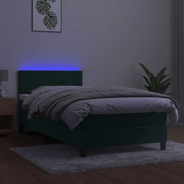 vidaXL s&ouml;t&eacute;tz&ouml;ld b&aacute;rsony rug&oacute;s &eacute;s LED-es &aacute;gy matraccal 90x200 cm