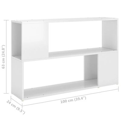 vidaXL magasfényű fehér forgácslap könyvszekrény 100 x 24 x 63 cm