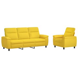 vidaXL Kanap&eacute; Szett 2 pcs Vil&aacute;gos s&aacute;rga Sz&ouml;vet