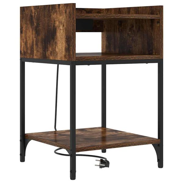 vidaXL &Eacute;jjeliszekr&eacute;ny polcokkal F&uuml;st&ouml;lt t&ouml;lgy 40 x 40 x 61 cm Faanyag