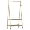 vidaXL bambusz ruha&aacute;llv&aacute;ny polcokkal &eacute;s kerekekkel 96x45,5x155,5 cm