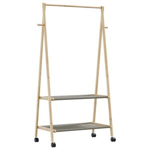 vidaXL bambusz ruha&aacute;llv&aacute;ny polcokkal &eacute;s kerekekkel 96x45,5x155,5 cm