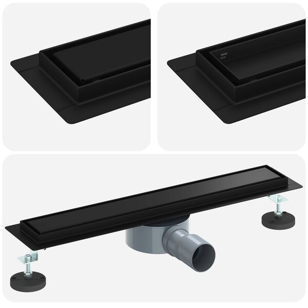 vidaXL Zuhanycsatorna 2 az 1-ben 360&deg;-os szifonnal Fekete 50 cm