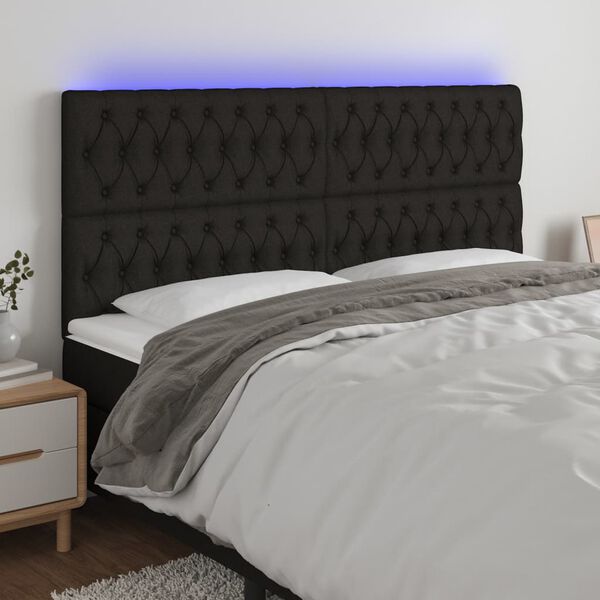 vidaXL fekete sz&ouml;vet LED-es fejt&aacute;mla 200x7x118/128 cm