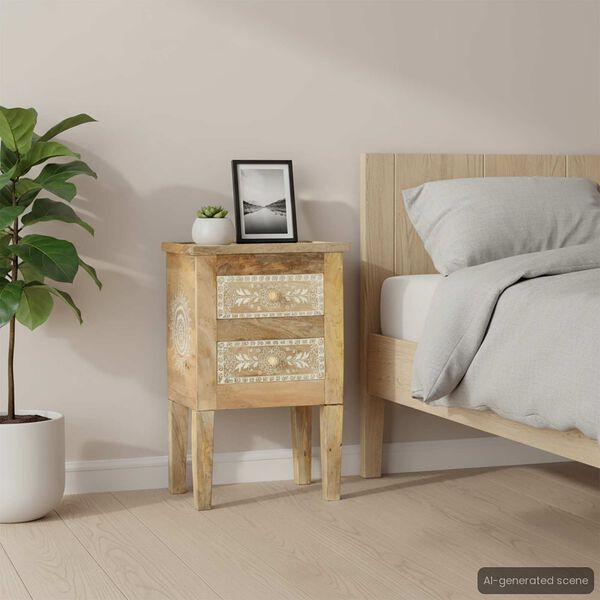 vidaXL kézzel festett tömör mangófa éjjeliszekrény 40 x 30 x 60 cm