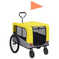 vidaXL sárga/szürke 2 az 1-ben bicikli-utánfutó és sétakocsi