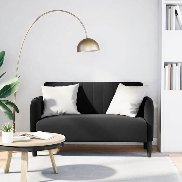 vidaXL fekete bársony loveseat kanapé 109 cm