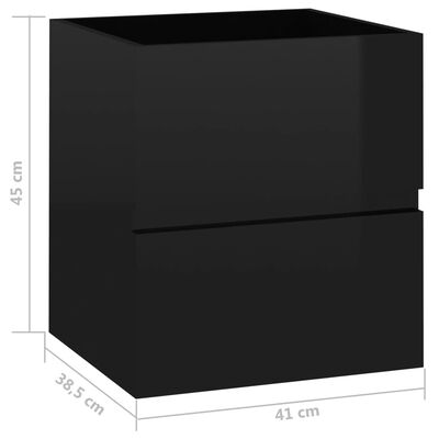 vidaXL magasfényű fekete forgácslap mosdószekrény beépített mosdóval