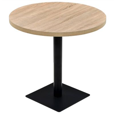 vidaXL kerek, tölgyfa színű MDF/acél bisztró asztal 80 x 75 cm