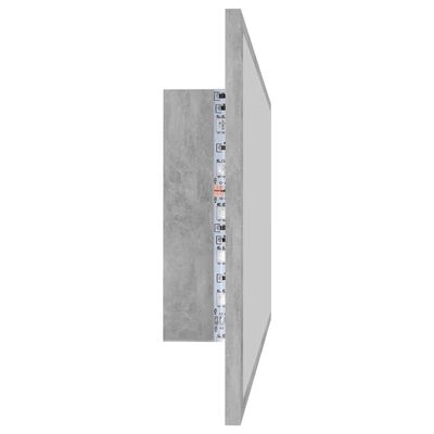 vidaXL betonszürke akril LED-es fürdőszobatükör 90x8,5x37 cm