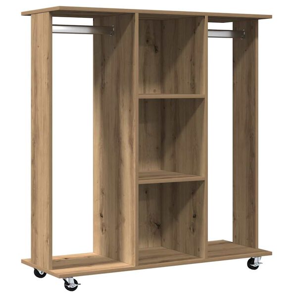vidaXL Ruhásszekrény kerékkel kézműves tölgy 102 x 38 x 110 cm Faanyag