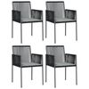 vidaXL 4 db fekete polyrattan kerti sz&eacute;k p&aacute;rn&aacute;val 54x60,5x83,5 cm