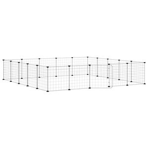vidaXL 20 paneles fekete ac&eacute;l kis&aacute;llatketrec ajt&oacute;val 175 x 175 x 35 cm