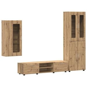 vidaXL TV szekr&eacute;ny garnit&uacute;ra FLORIN 3 pcs Artisan t&ouml;lgy Faanyag