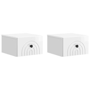 vidaXL Fali &eacute;jjeli szekr&eacute;ny 2 db Magasf&eacute;nyű Feh&eacute;r 33 x 34,5 x 20 cm