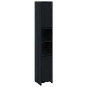 vidaXL F&uuml;rdőszoba Sz&eacute;k&eacute;ny Fekete t&ouml;lgy 30 x 30 x 183,5 cm Szerelt Fa