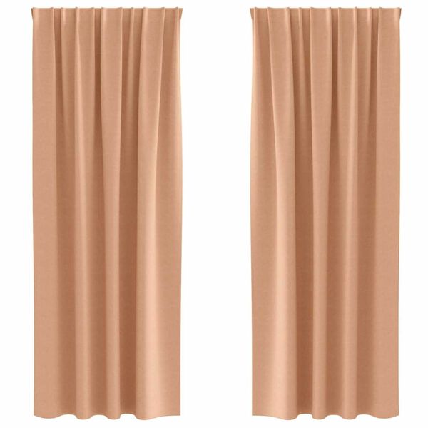 vidaXL Fekete F&uuml;gg&ouml;ny Gyűrűkkel 2 pcs Vil&aacute;gos Barna 225 x 140 cm