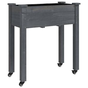 vidaXL sz&uuml;rke t&ouml;m&ouml;r fenyőfa kerekes &uuml;ltetől&aacute;da b&eacute;l&eacute;ssel 71x37x80 cm