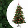 vidaXL Műfenyő g&ouml;mb&ouml;kkel 120 cm 150 LED Meleg feh&eacute;r PVC &eacute;s f&eacute;m Z&ouml;ld