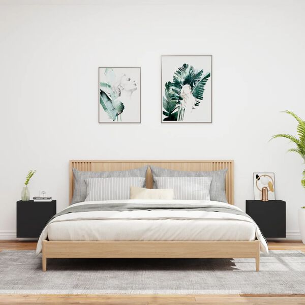 vidaXL 2 db fekete szerelt fa fali TV-szekr&eacute;ny 40,5 x 30 x 40 cm