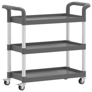 vidaXL 3 szintes sz&uuml;rke alum&iacute;nium kocsi 77 x 34 x 72 cm
