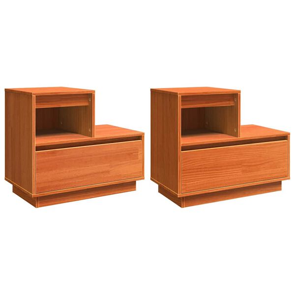 vidaXL &Eacute;jjeliszekr&eacute;ny 2 pcs Faggy&uacute; barna 60 x 34 x 51 cm Faanyag