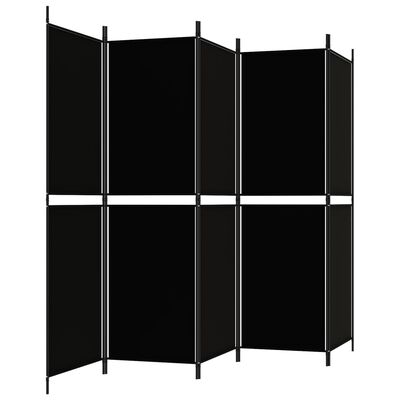 vidaXL 5 paneles fekete szövet térelválasztó 250x180 cm