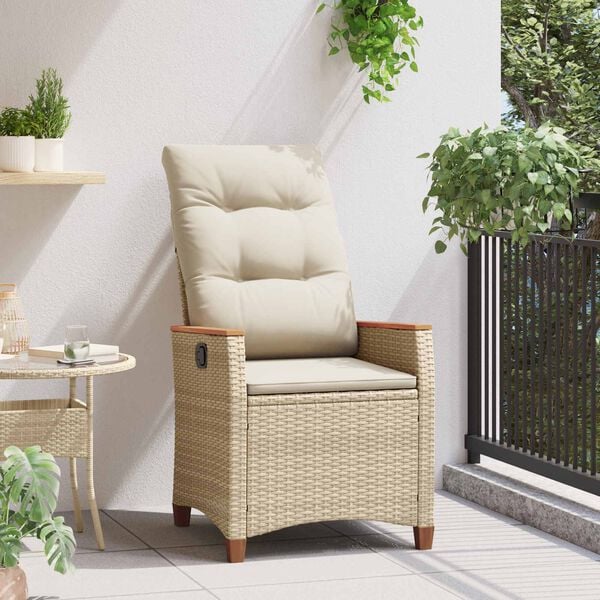 vidaXL Fekvő Kerti Sz&eacute;k Beige &eacute;s kr&eacute;m 64 x 57,5 x 112 cm polirattan