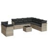 vidaXL 10 r&eacute;szes vil&aacute;gossz&uuml;rke polyrattan kerti &uuml;lőgarnit&uacute;ra p&aacute;rn&aacute;kkal