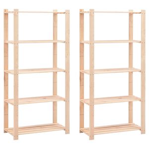 vidaXL 2 db 5-szintes t&ouml;m&ouml;r fenyőfa t&aacute;rol&oacute;polc 250 kg 80 x 38 x 170 cm