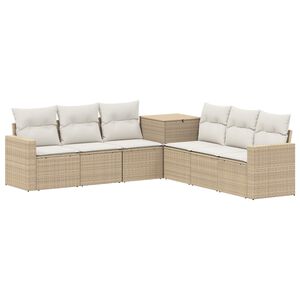 vidaXL Kanap&eacute; Szett 7 db Beige &eacute;s Kr&eacute;msz&iacute;nű Poli rattan &eacute;s ac&eacute;l